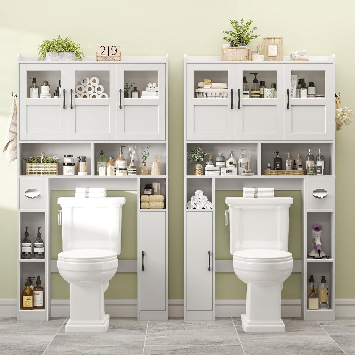 Over The Toilet Cabinet with 3 Acrylic Doors G651