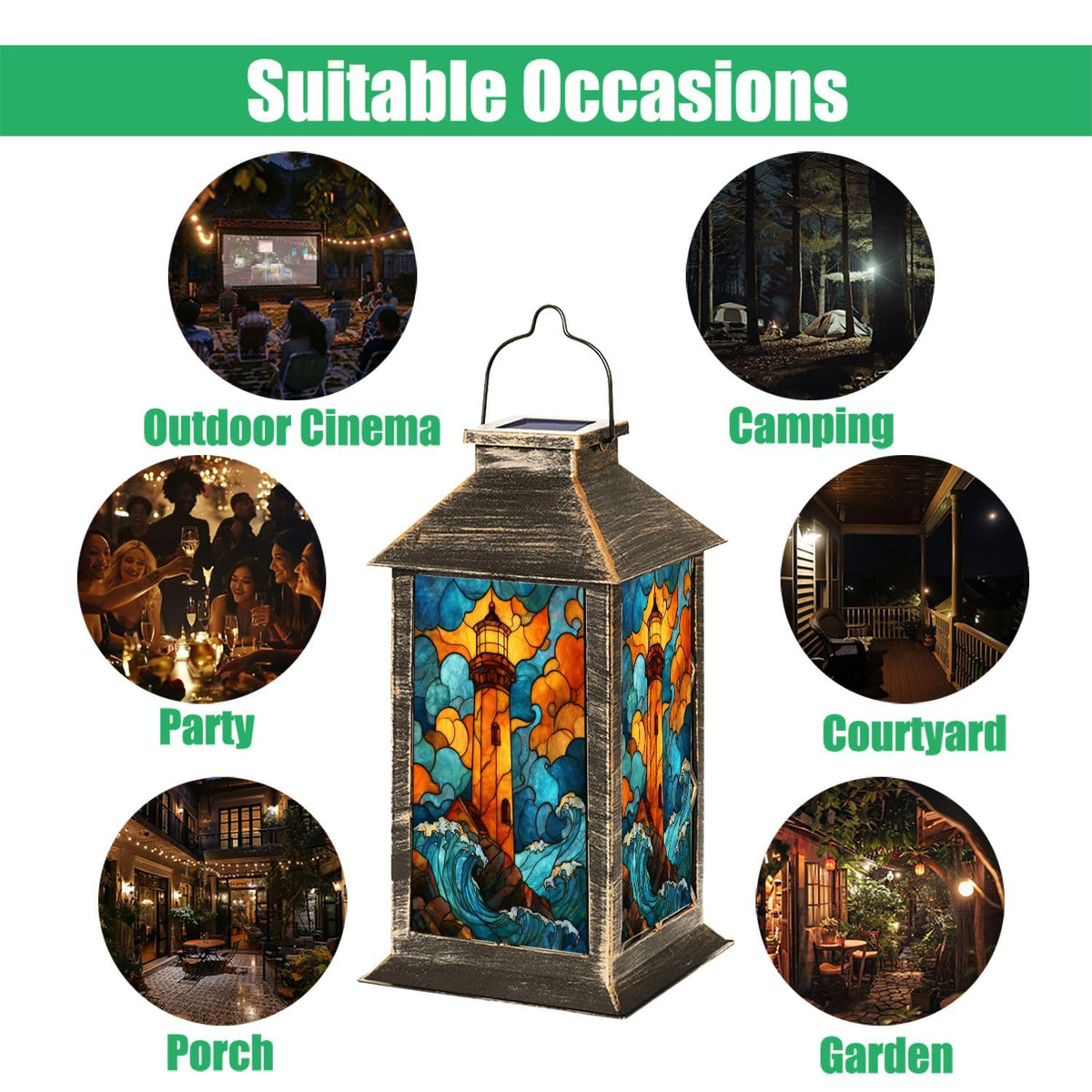 Solar Powered Outdoor Waterproof Hanging Lantern O6774