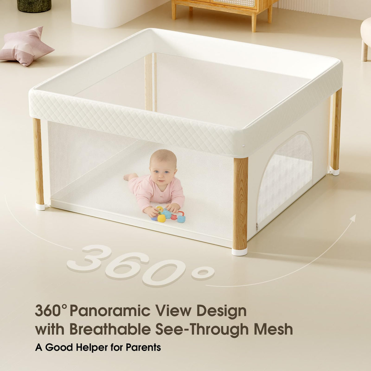 Foldable Baby Playpen with Storage Bag S66198