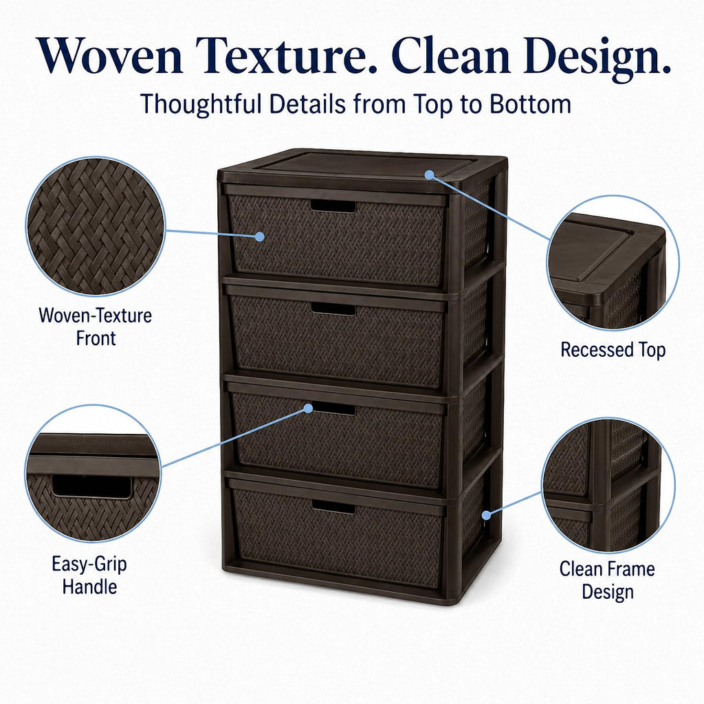 4 Drawer Brown Plastic Storage Tower L307