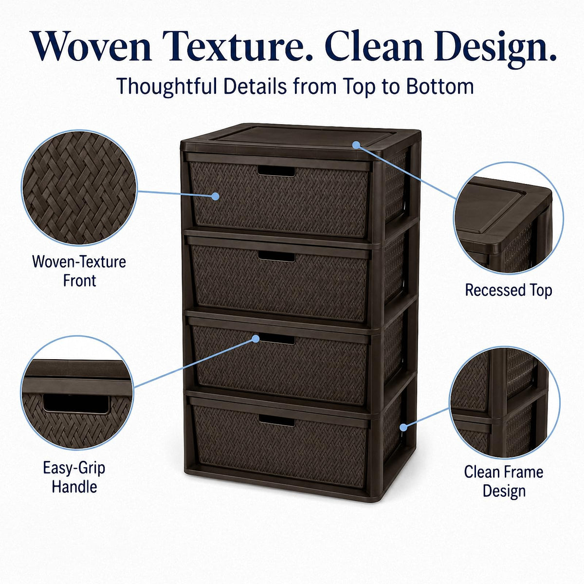 4 Drawer Brown Plastic Storage Tower L307