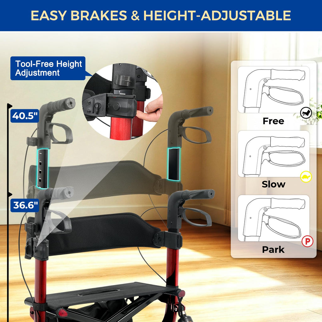 Outdoor Rollator Walkers with 12" Front Wheels V126