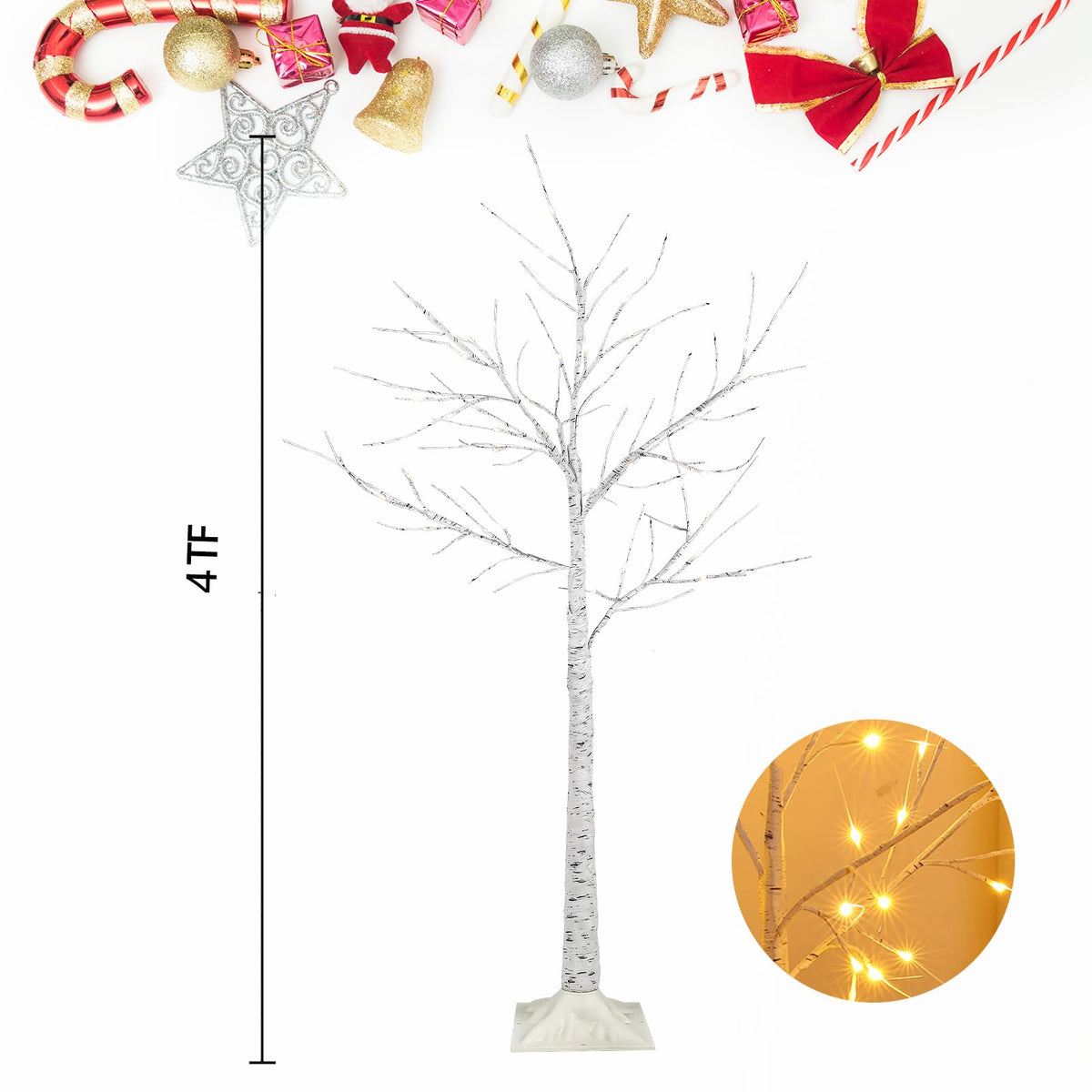 2-Pack 4FT Lighted Birch Tree I101307