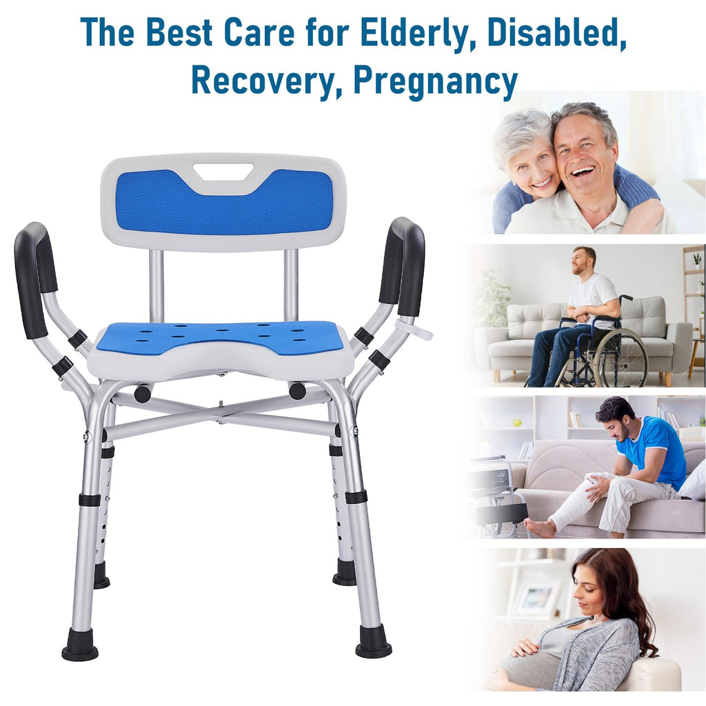 Shower Chair with Arms and Back, U-Shaped Seat P45139