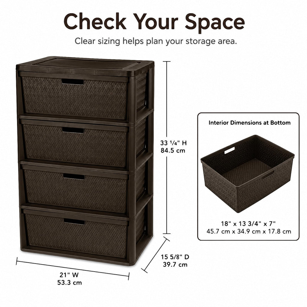 Brown 4 Drawer Plastic Storage Organizer N925996