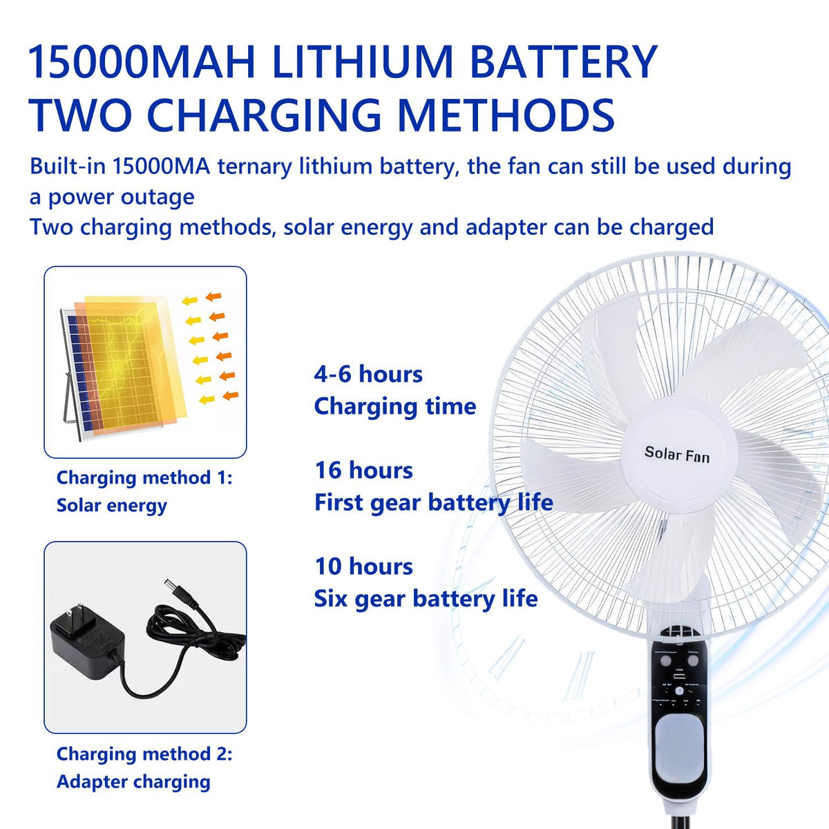 16in Solar Vertical Fan with Remote Control A628