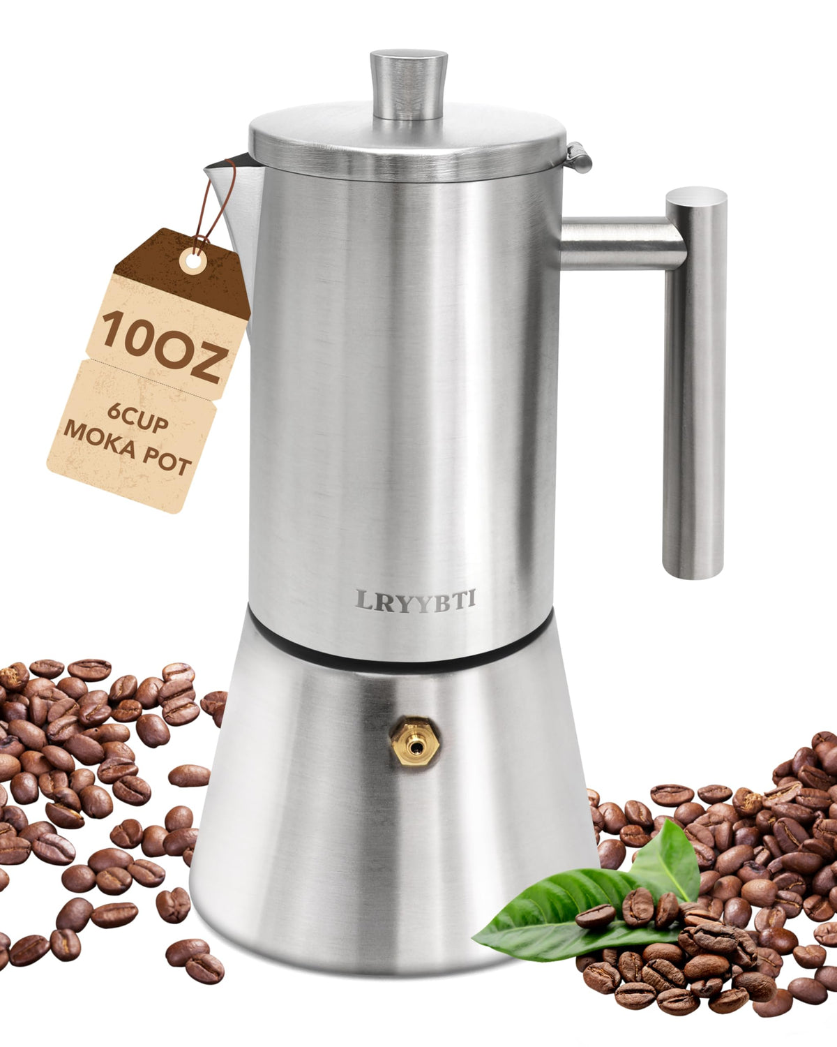 6 Cup Stainless Steel Stovetop Moka Pot L832