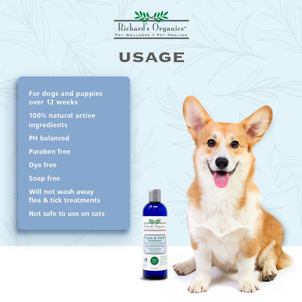 All-Natural Flea and Tick Shampoo for Dogs 12oz X988