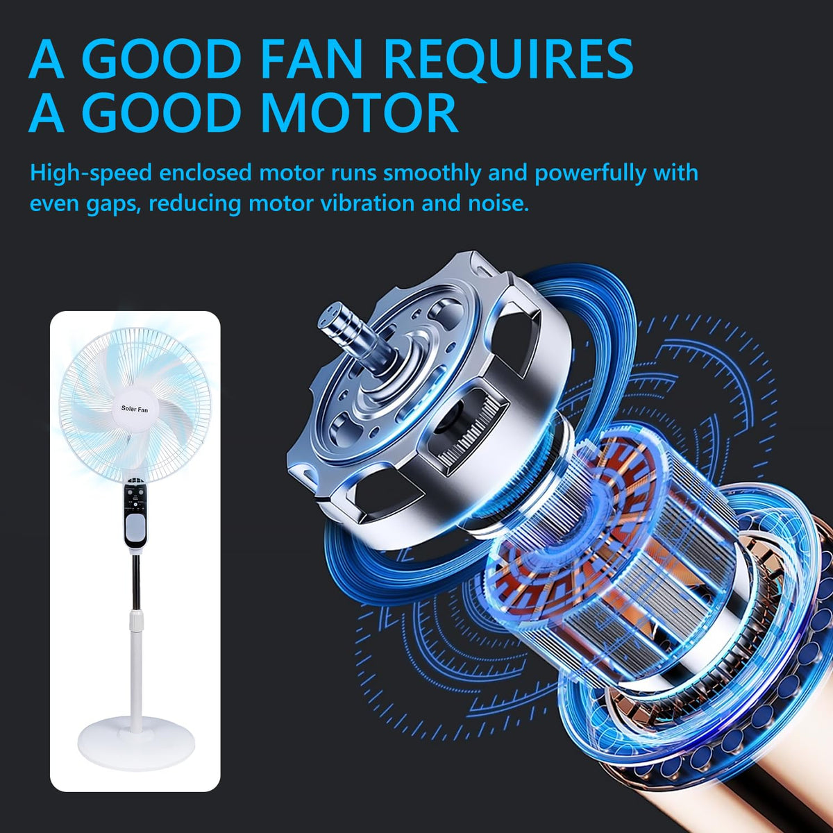 16in Solar Vertical Fan with Remote Control A628