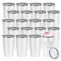 20 Pack Stainless Steel Insulated Tumbler 20oz White A3850