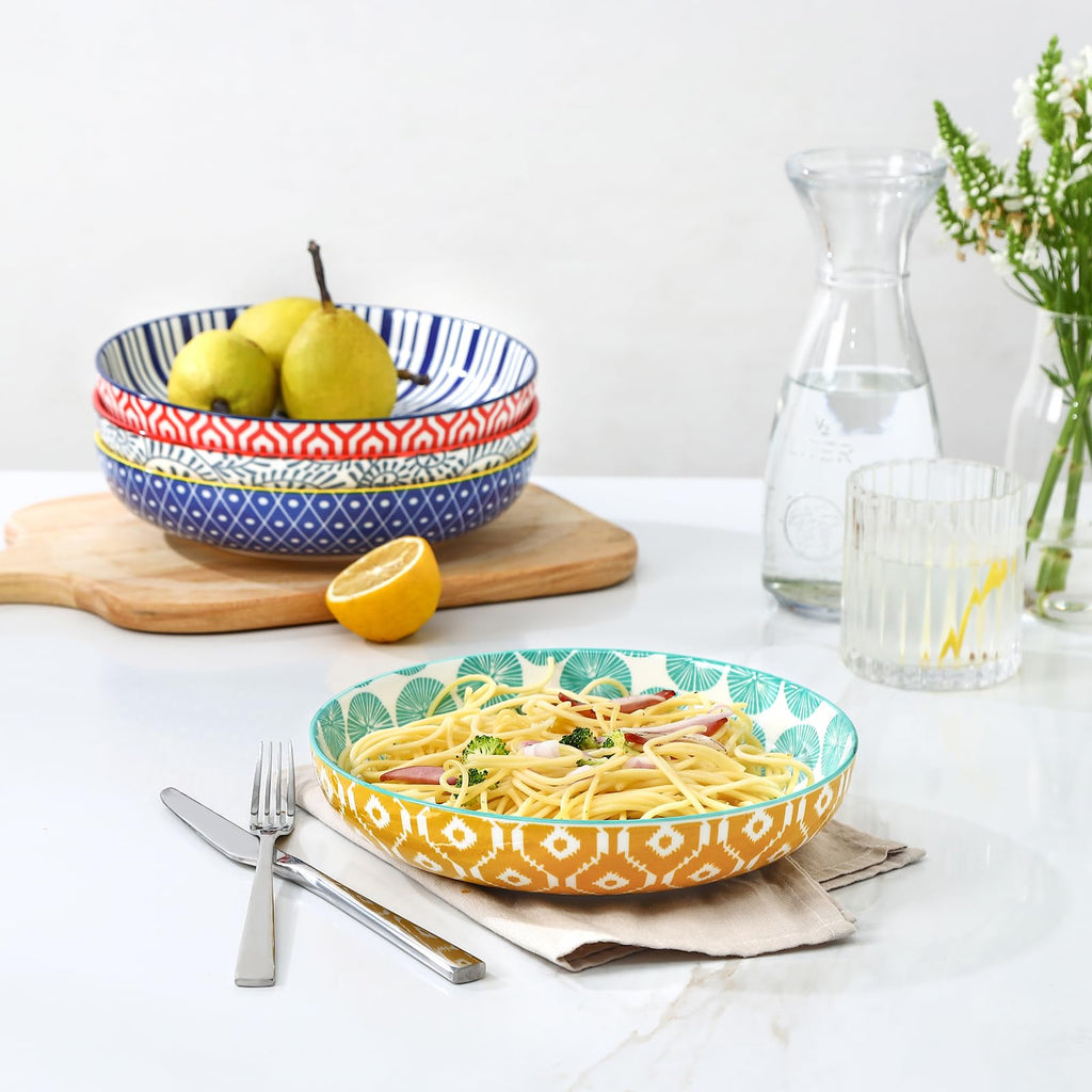 Ceramic Pasta Bowls Set of 4, 34 OZ I84199