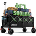 46" Collapsible Foldable Extended Wagon, 500LB Weight Capacity with 280L Heavy Duty Folding Cart, Black B7022