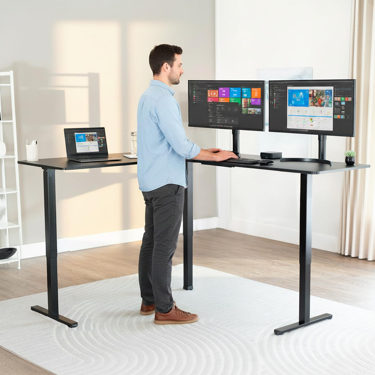 Black 75 x 63 in Corner Standing Desk H67278