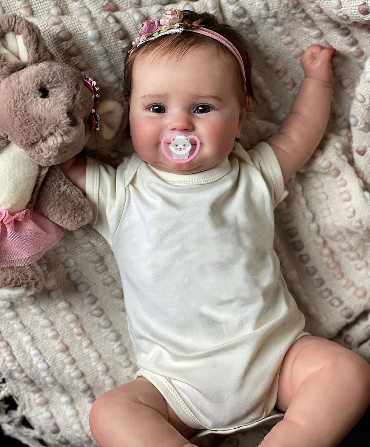 20 Inches Real Baby Size Rooted Hair Silicone Vinyl Reborn Baby Doll Y273975
