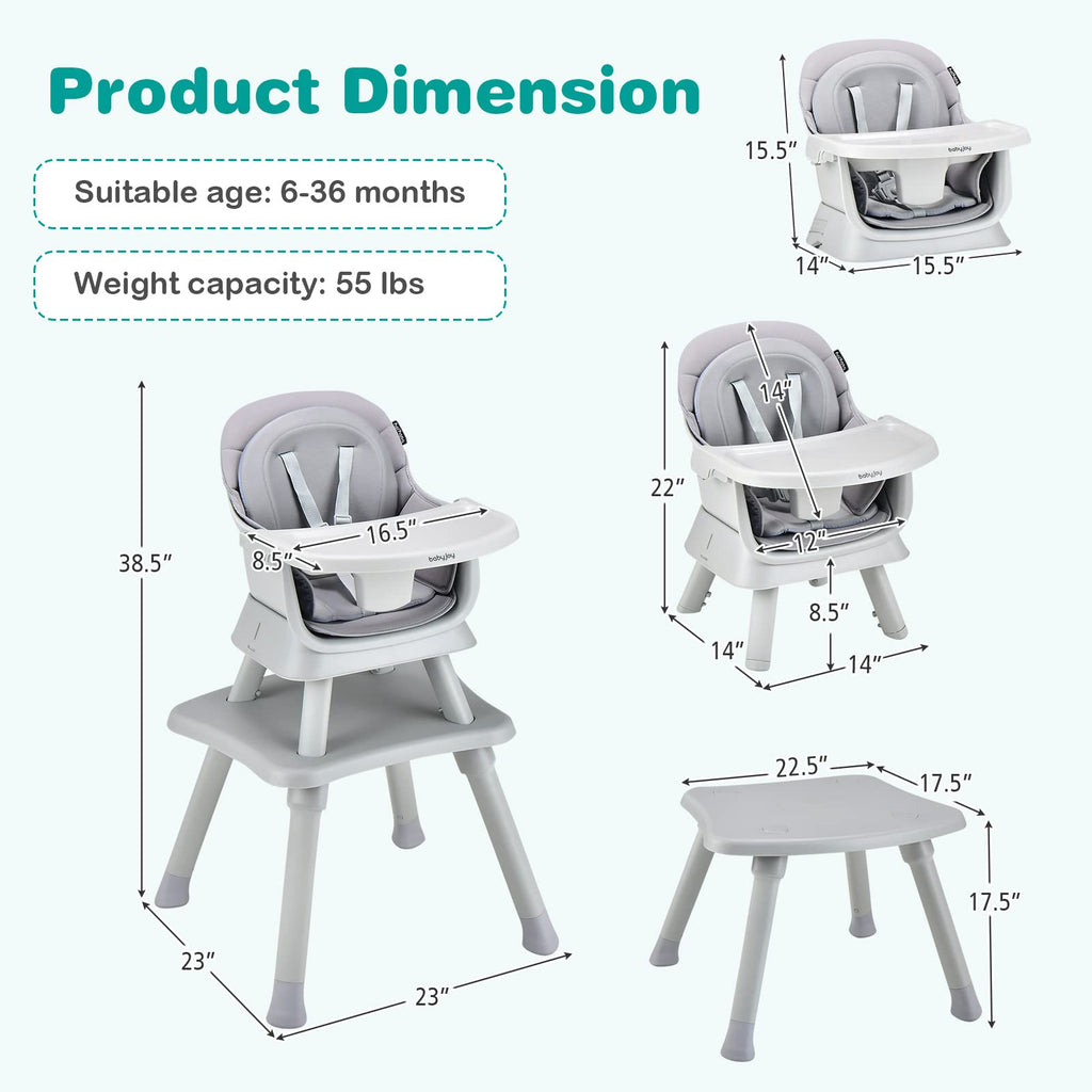 8 in 1 Convertible High Chair with Removable Tray D89393