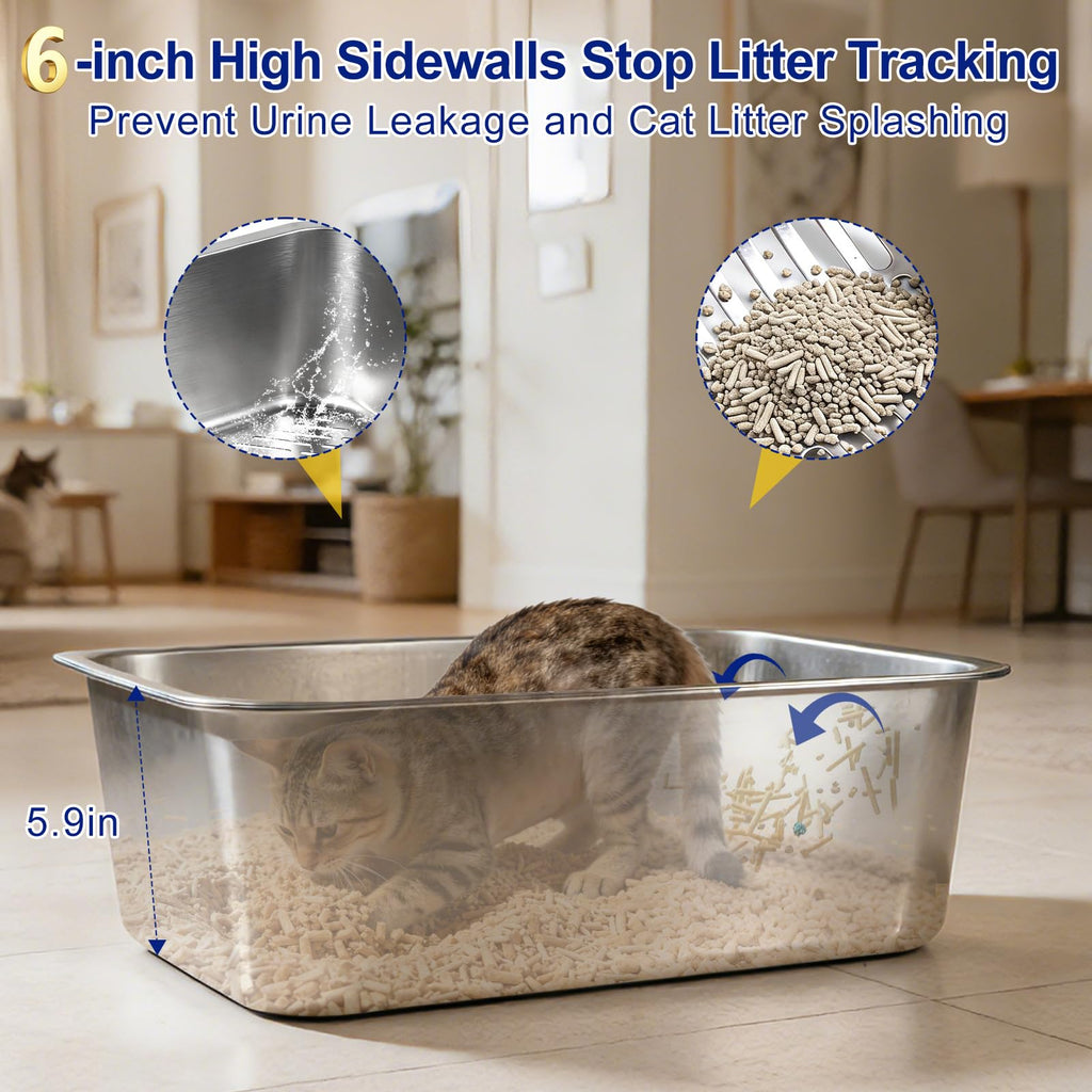 Stainless Steel Sifting Litter Box with Sifter F330723
