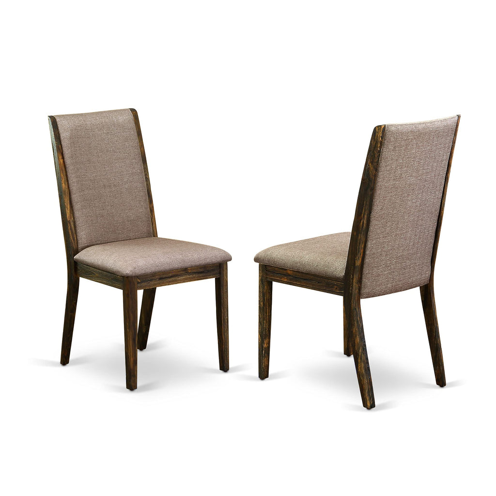 9 Piece Walnut Dining Table Set with Butterfly Leaf and 8 Dark Khaki Linen Fabric Chairs K3591