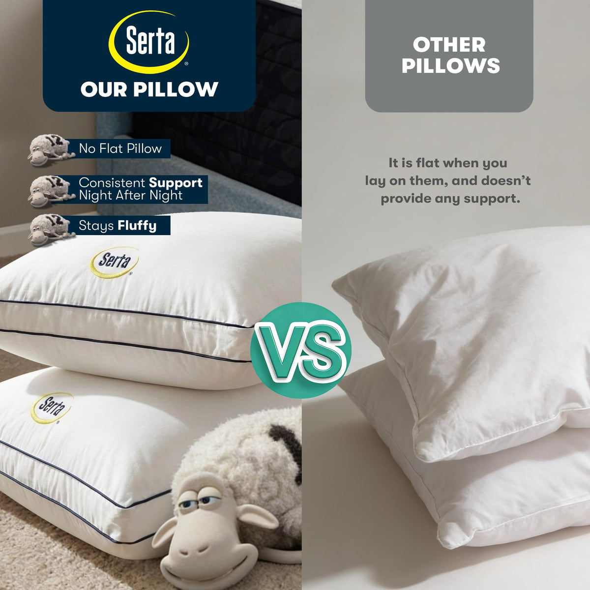 Queen Size Set of 2 Bed Pillows Z3404
