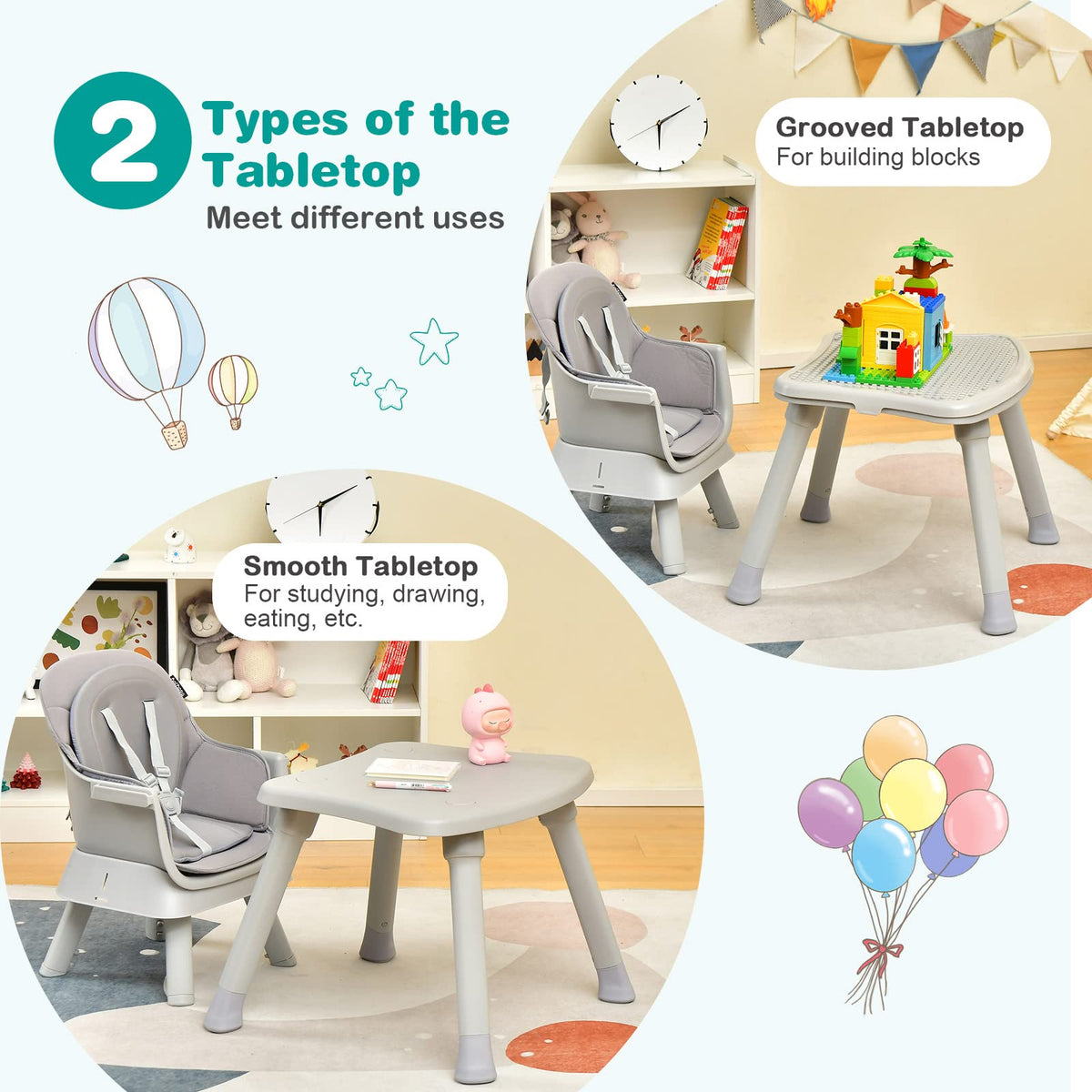 8 in 1 Convertible High Chair with Removable Tray D89393