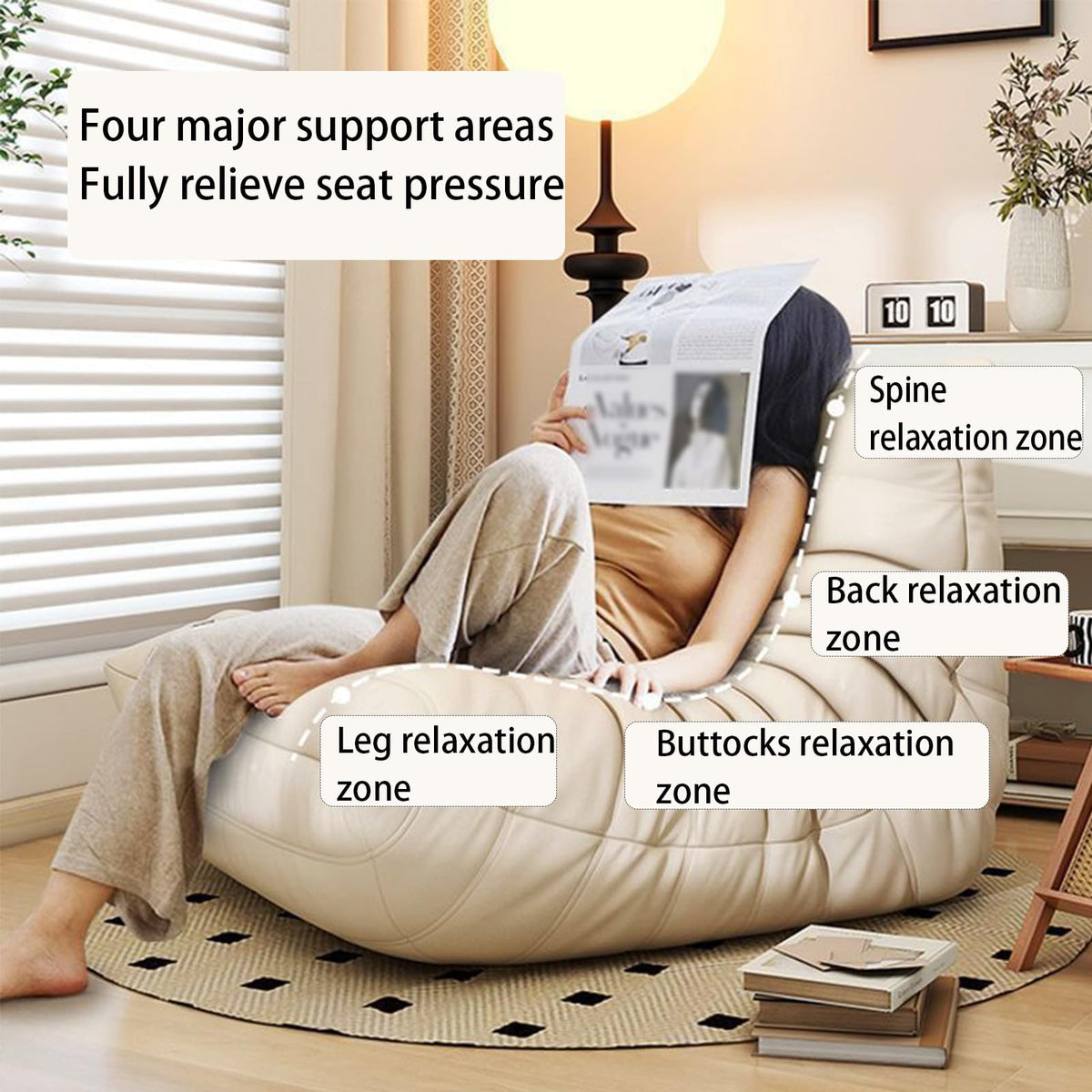 Yellow Memory Foam Bean Bag Sofa Chair V617