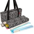 Black Paisley Mahjong Set with Soft Bag, 166 Ivory Colored Engraved Tiles, 4 All-in-One Rack/Pushers R60283