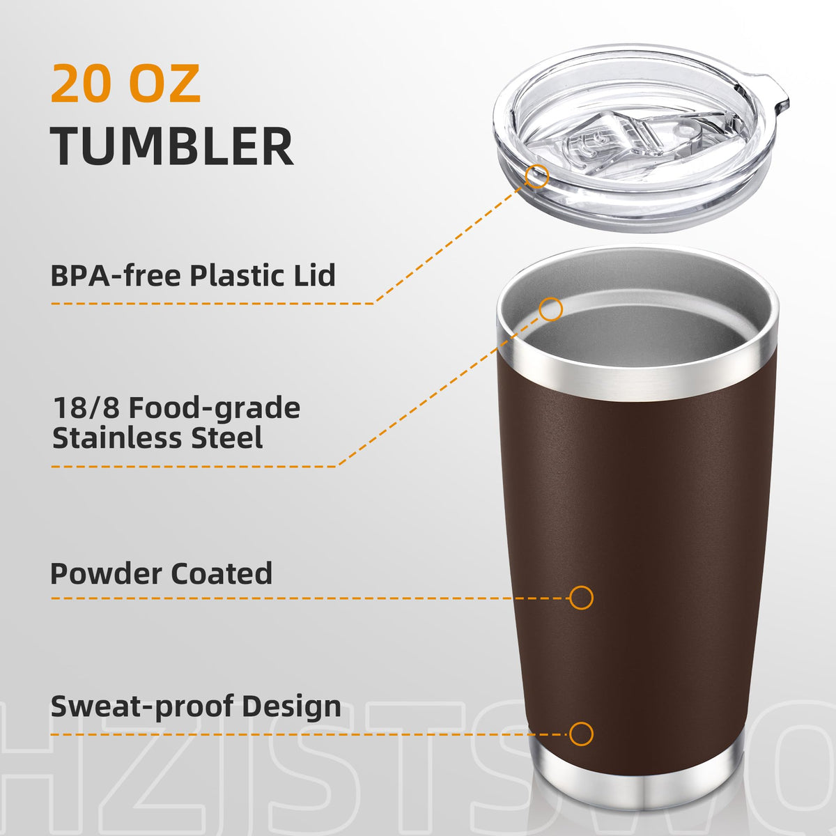 20 oz Stainless Steel Insulated Tumbler with Lid W70102