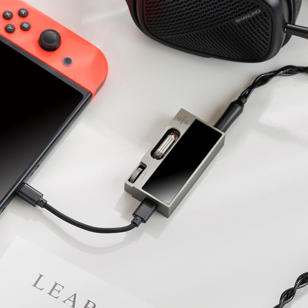 Portable Headphone Amplifier USB DAC AMP Dongle with Dual Tubes, 3.5mm+4.4mm Jack, Grey B1990