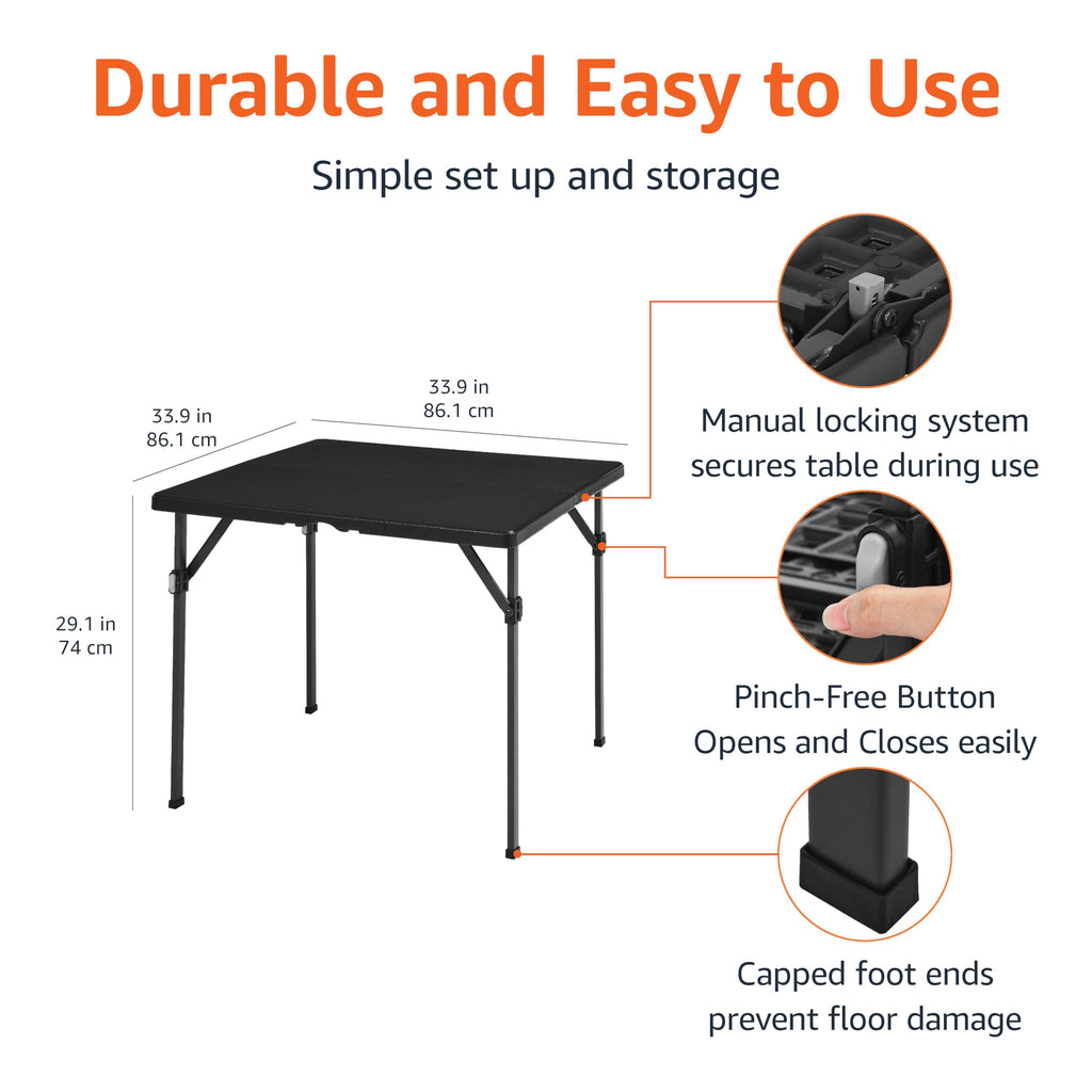 34 inch Black Portable Folding Dining Table E519487