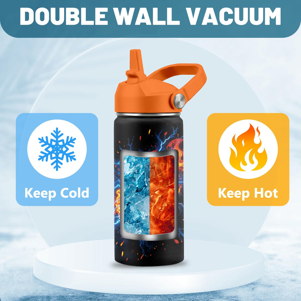 16 oz Stainless Steel Insulated Water Bottle with Straw Lid, 2 Pack W132601