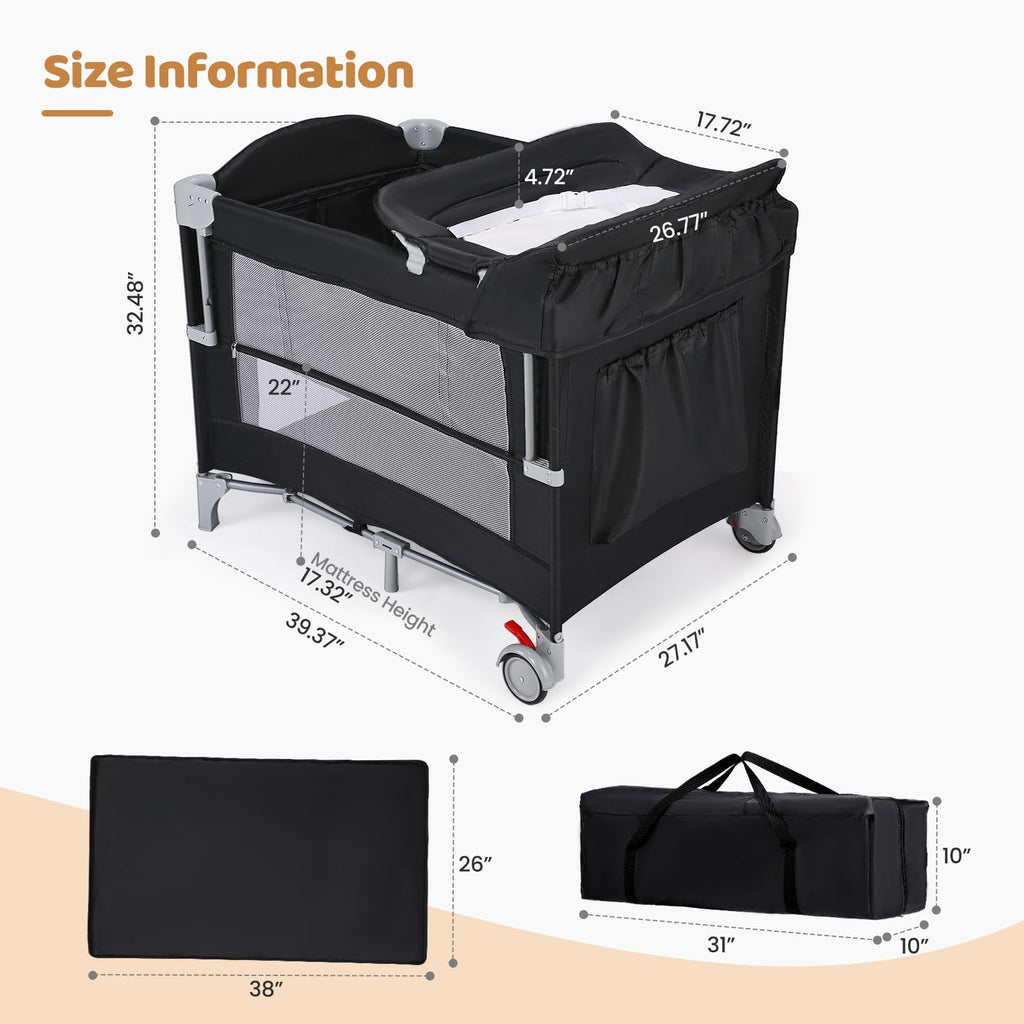 5-in-1 Pack and Play with Bassinet and Changing Table Z759