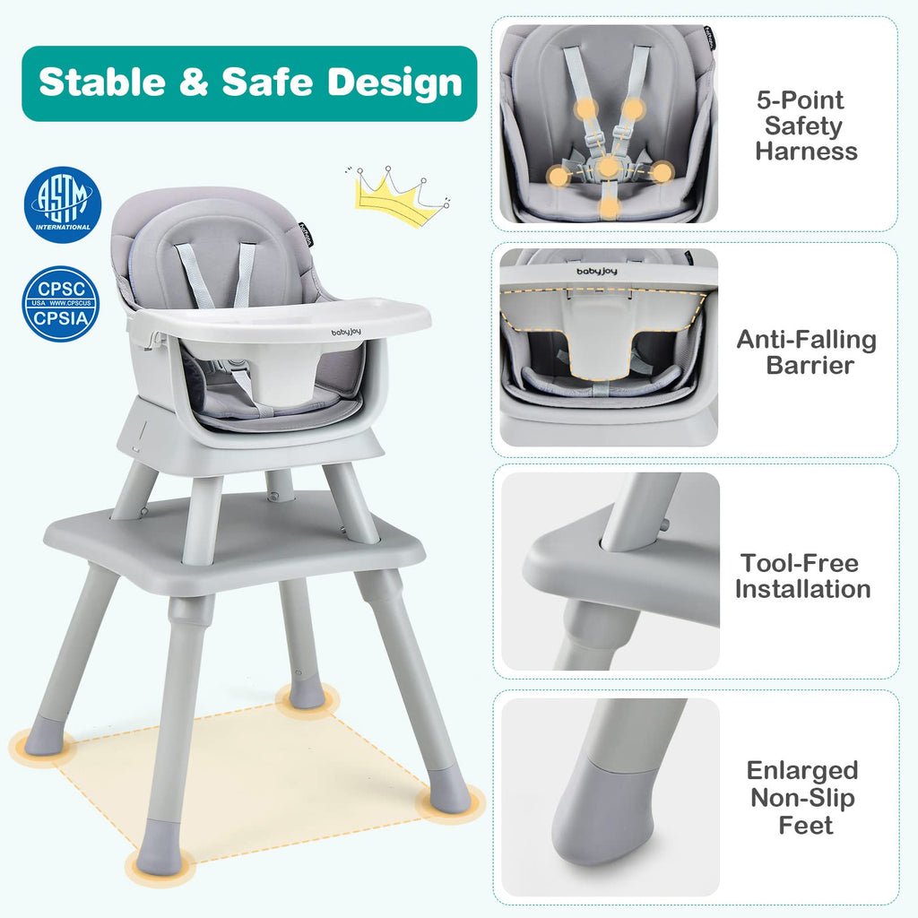 8 in 1 Convertible High Chair with Removable Tray D89393