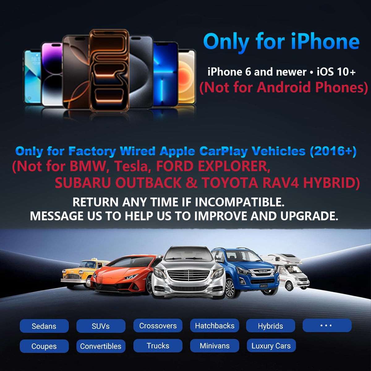 Baby Car Camera with Wireless CarPlay Adapter, 1080P HD, IR Night Vision, 150° Wide-Angle G635440