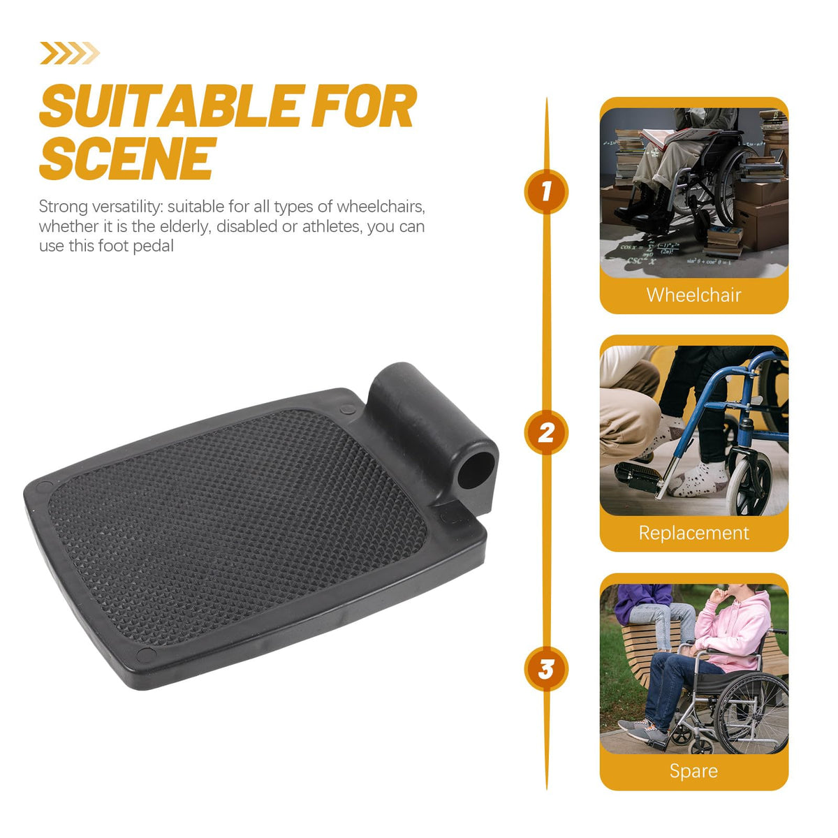 Heavy Duty Wheelchair Footplates Plastic Footrest Pair Q687919
