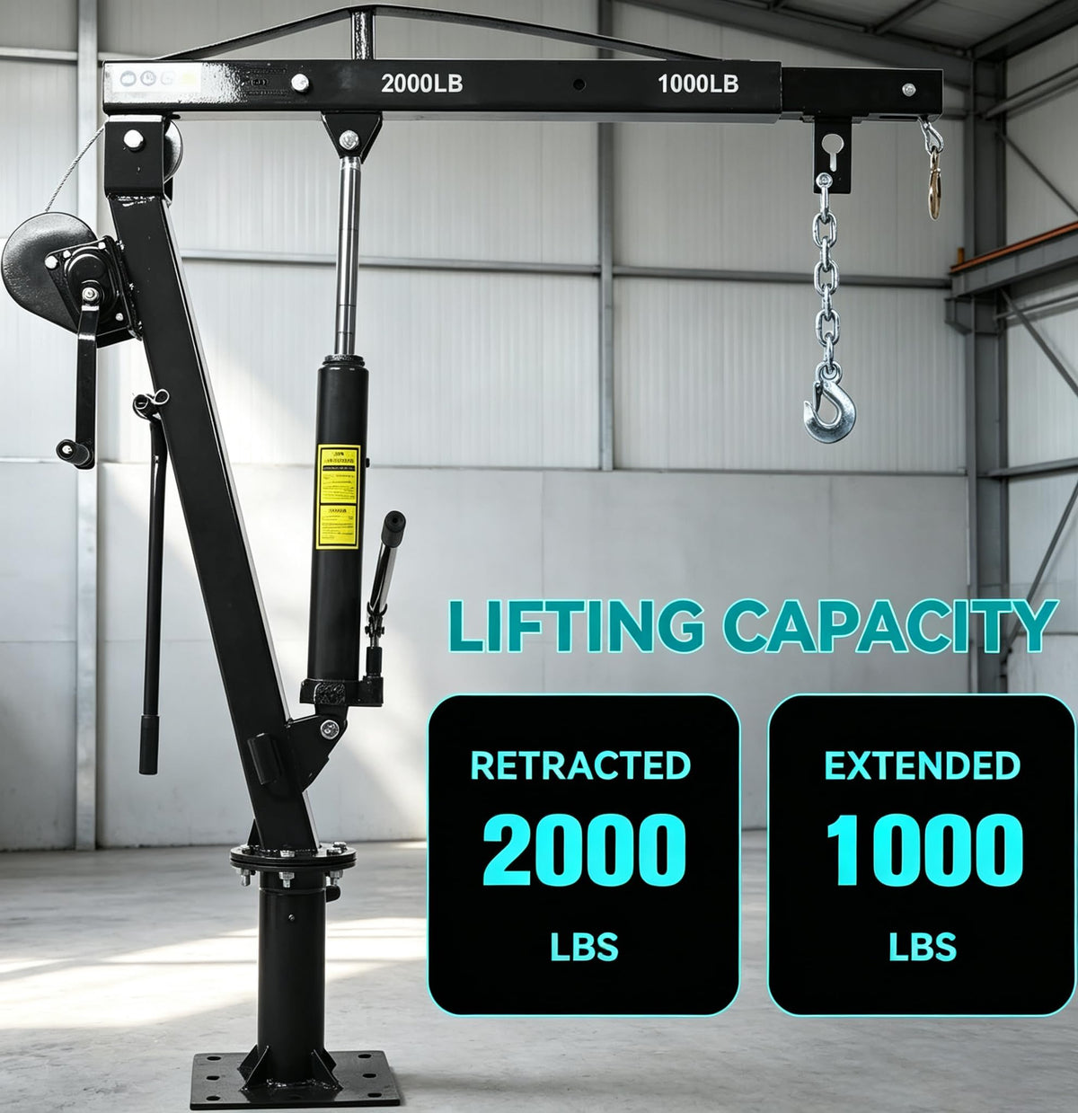 2000 lb Pickup Truck Davit Crane with Hand Winch B936376