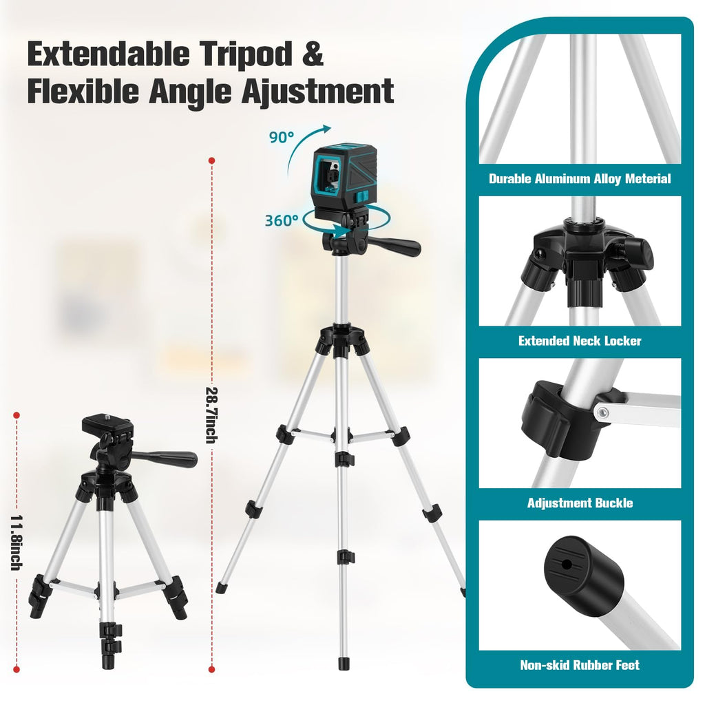 100 feet Green Cross Line Self Leveling Laser Level with Tripod X76750