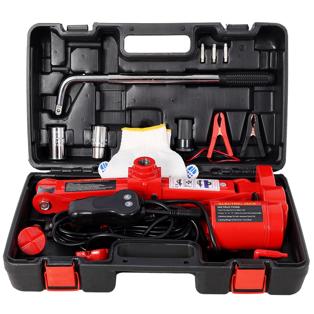 12V 3 Ton Electric Car Jack with Lug Wrench and Carrying Case L316247