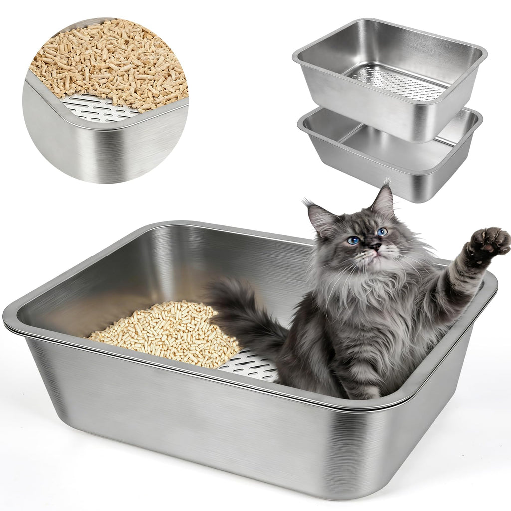 Stainless Steel Sifting Litter Box with Sifter F330723