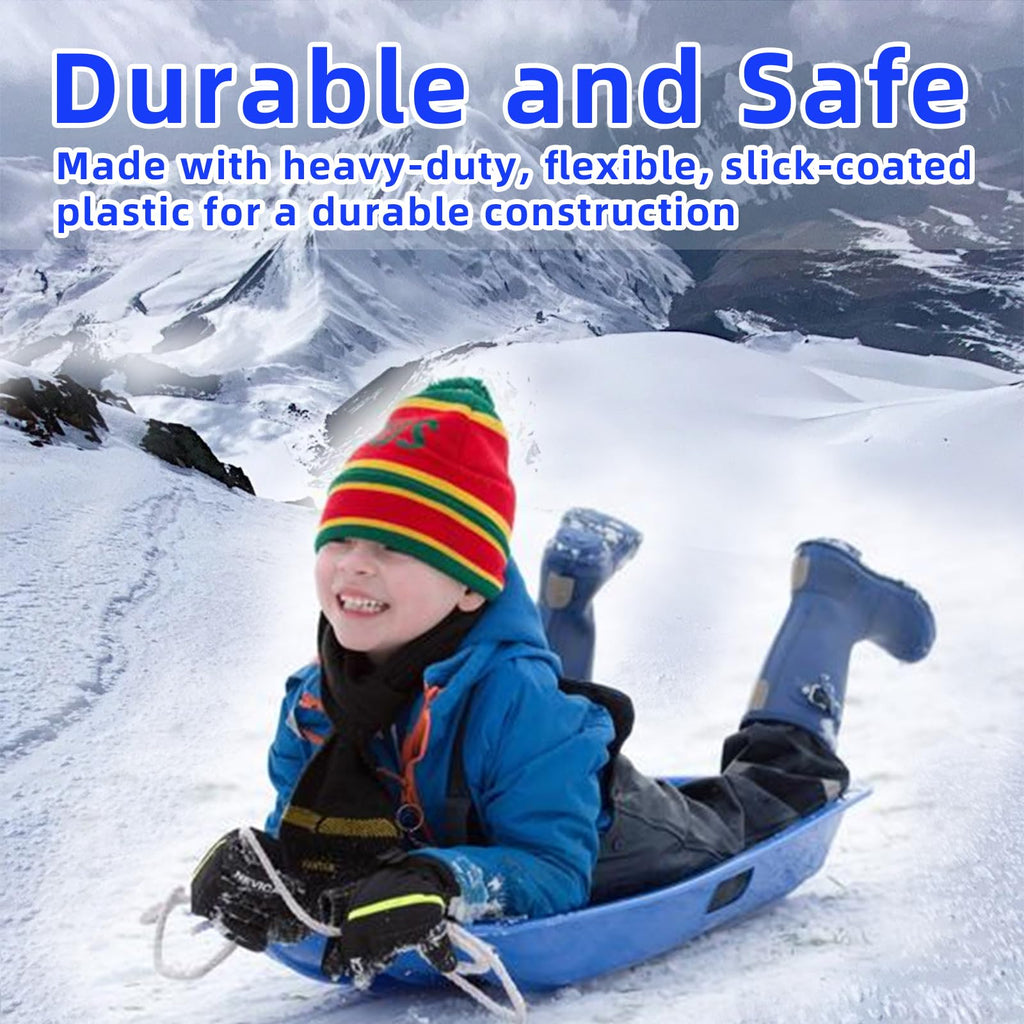 35 Inch 2-Person Plastic Snow Sled with Pull Rope E784789