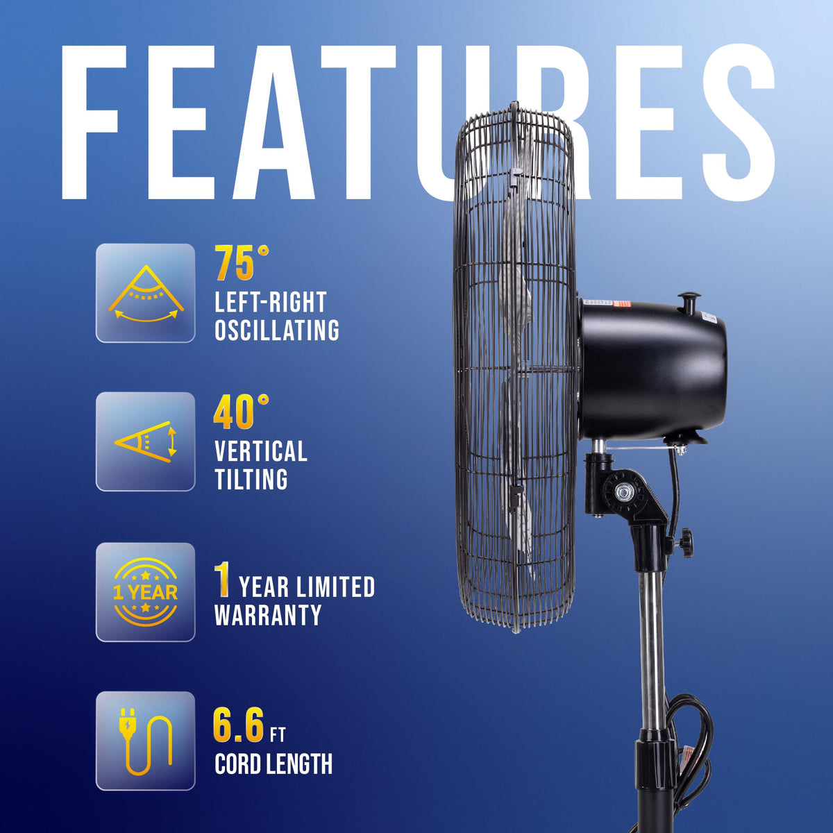 20 Inch High Velocity Oscillating Pedestal Fan T971367