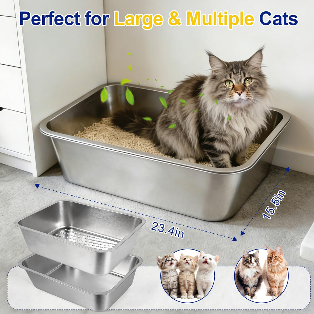 Stainless Steel Sifting Litter Box with Sifter F330723