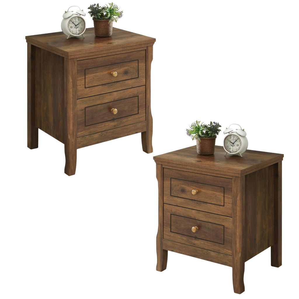 2 Drawer Wood Nightstand Set of 2 H296633