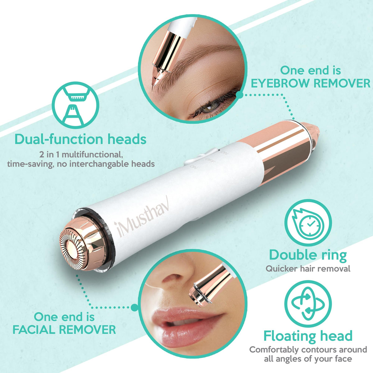 Facial Hair Removal for Women, 2-in-1 Face Hair Remover & Eyebrow Trimmer N258