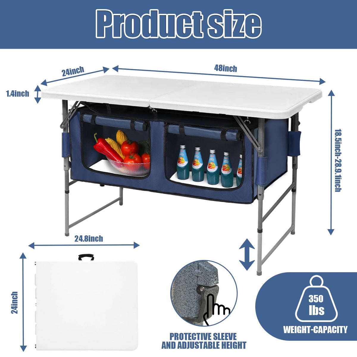 Foldable Camping Table with Storage N465