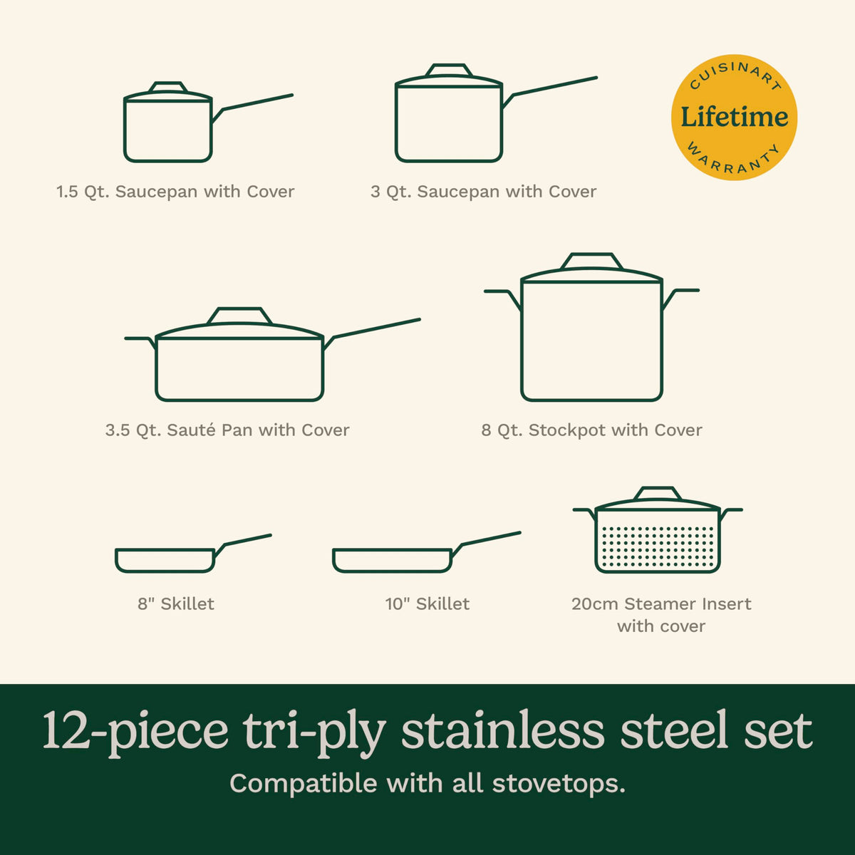 Stainless Steel 12 pc Induction Compatible Cookware Set L93595
