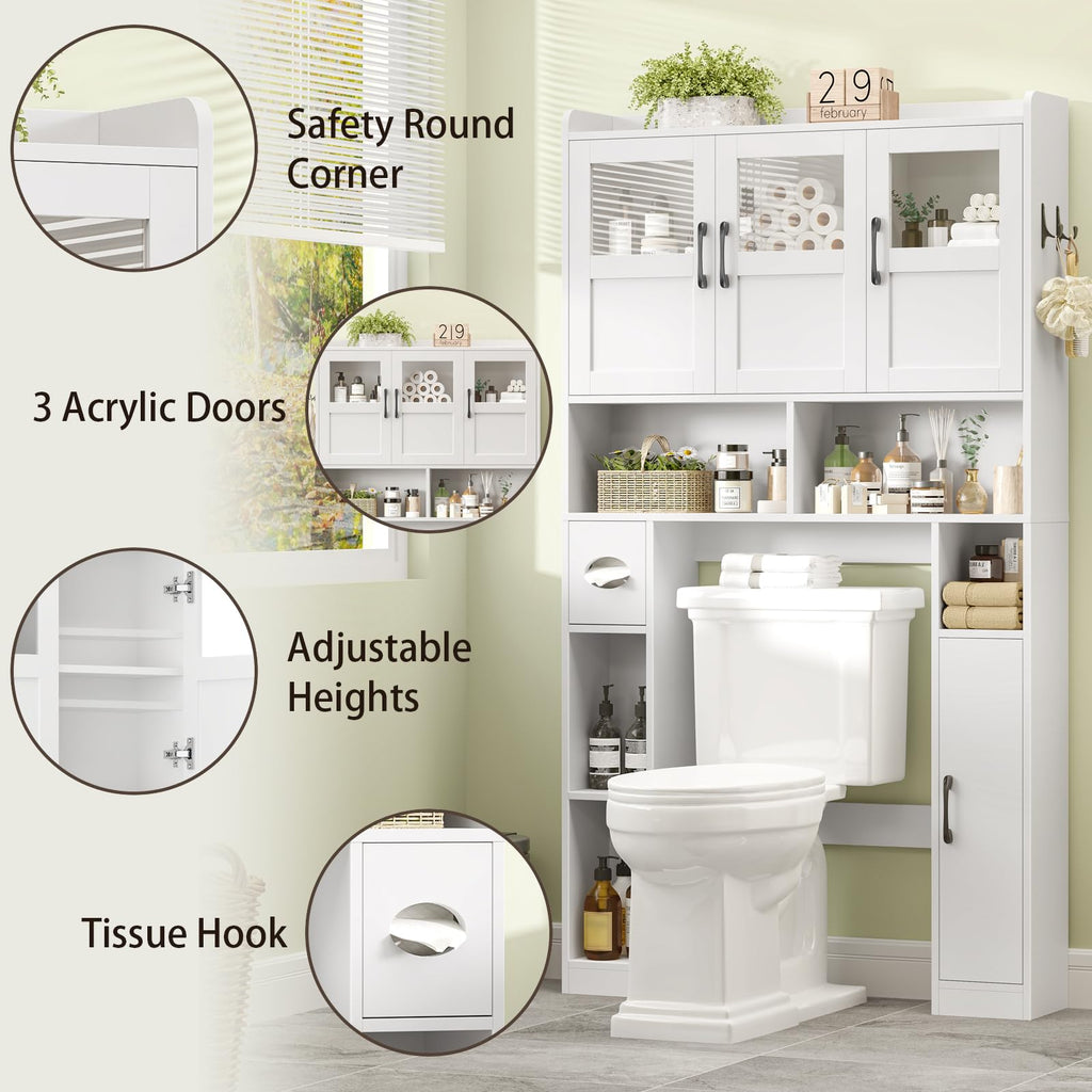 Over The Toilet Cabinet with 3 Acrylic Doors G651