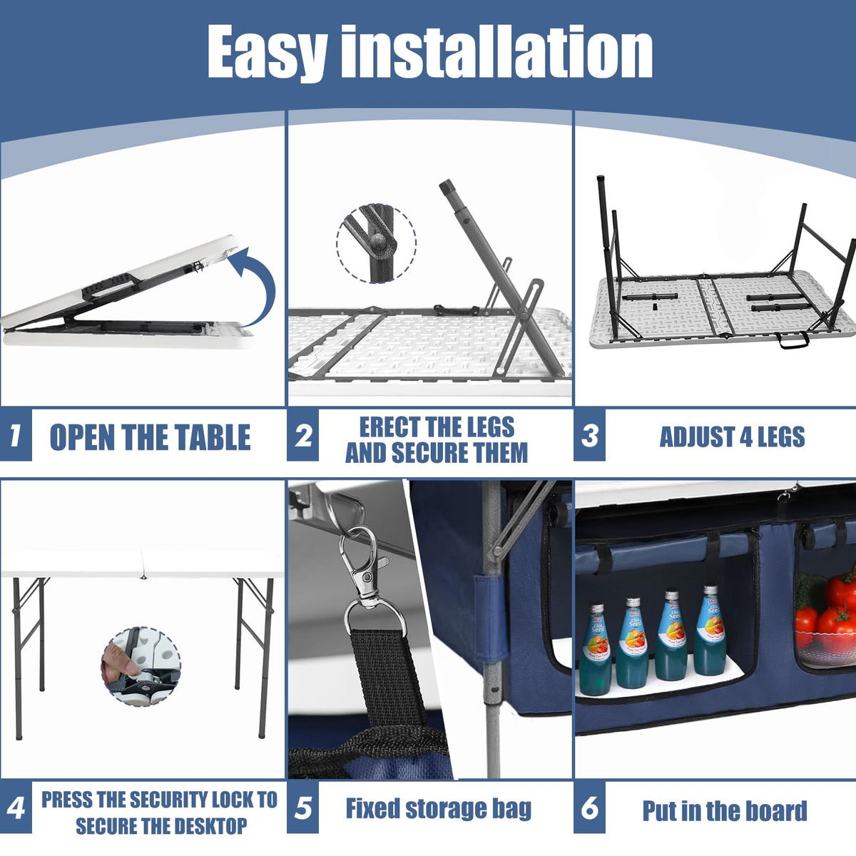 Foldable Camping Table with Storage N465