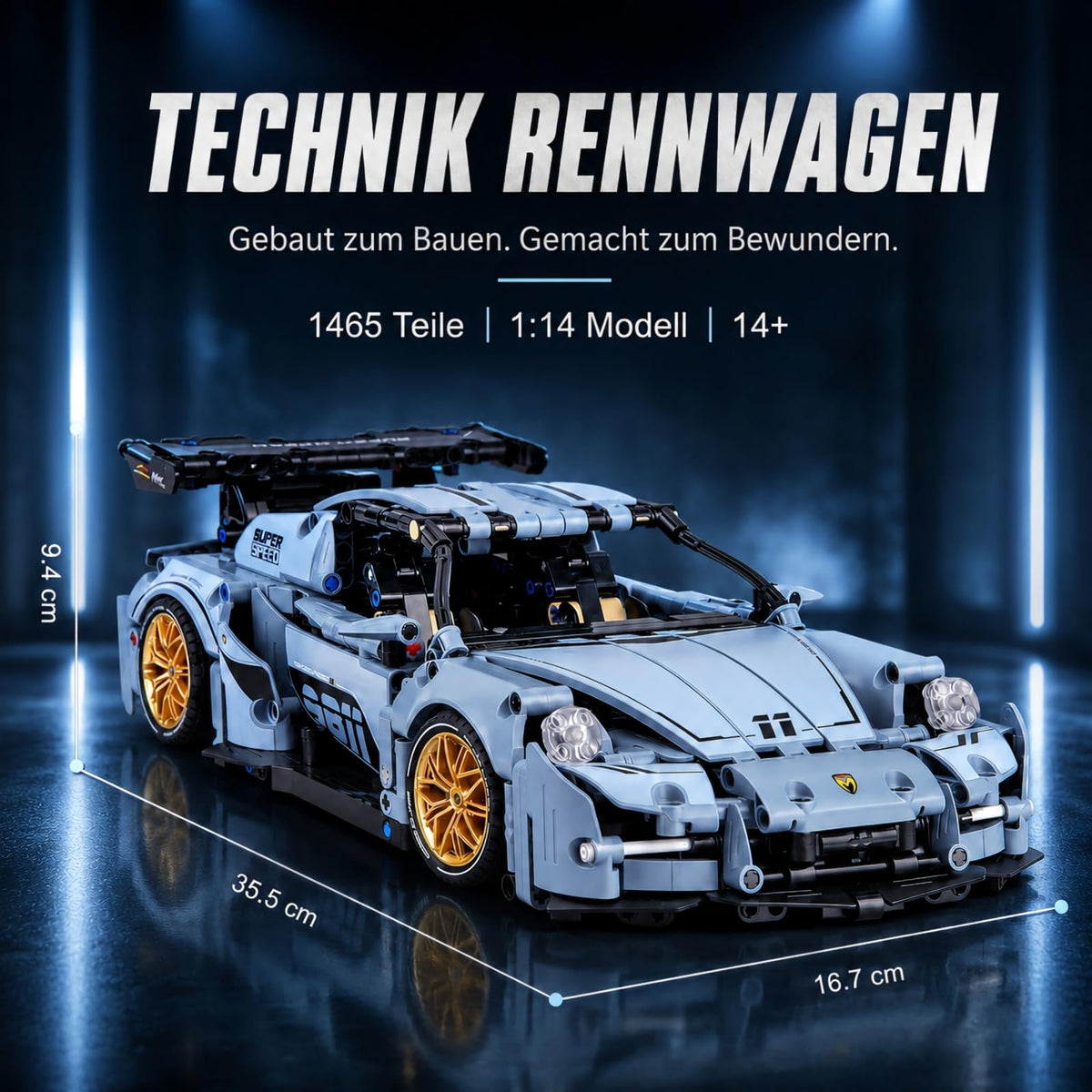 1465 Pieces 1:14 Sports Vehicle Building Blocks Set W1639