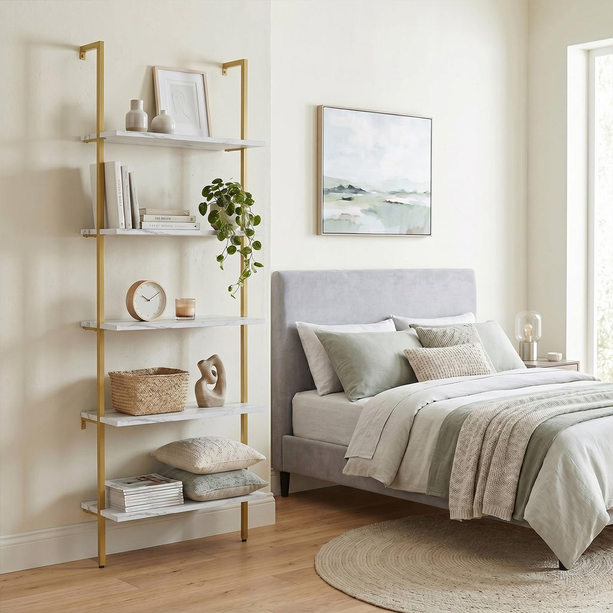 White 5-Tier Ladder Bookshelf G56201