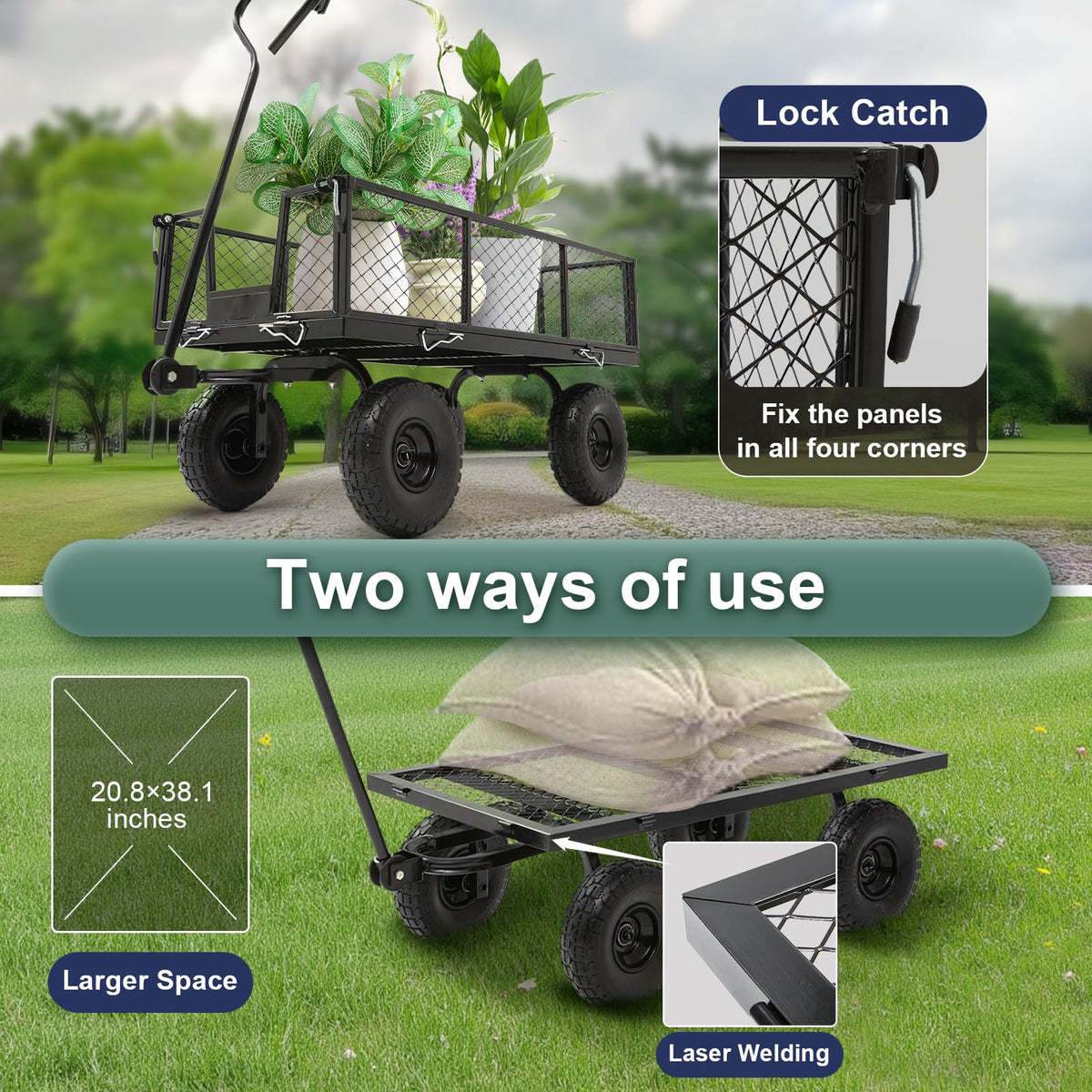 Steel Garden Cart 4 Cu Ft Utility Wagon T89823