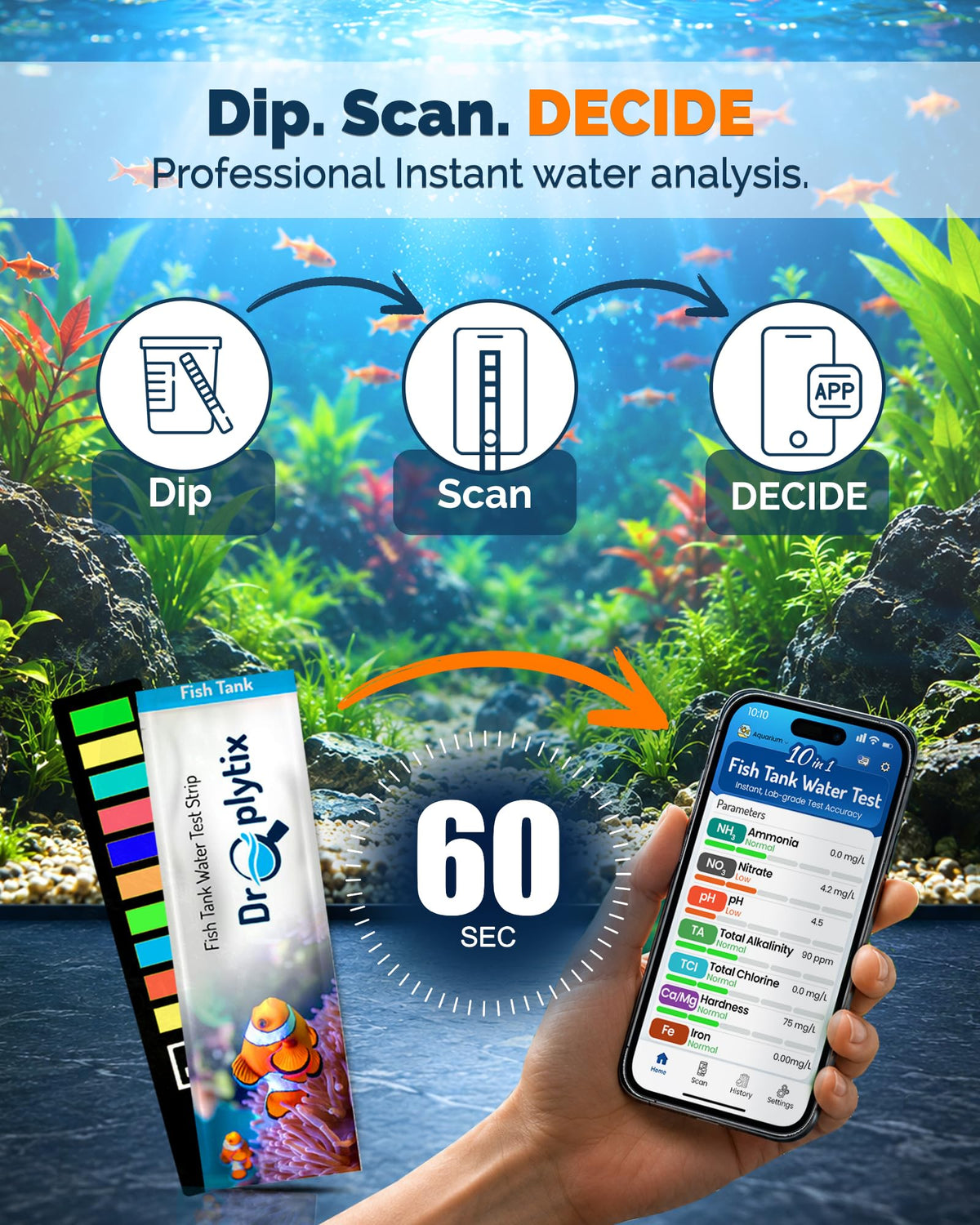 App-Enabled 10-in-1 Aquarium Water Test Kit W3681